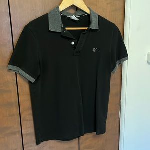 Jed North Men’s Polo Shirt - Black w/ Gray Collar, Size Small